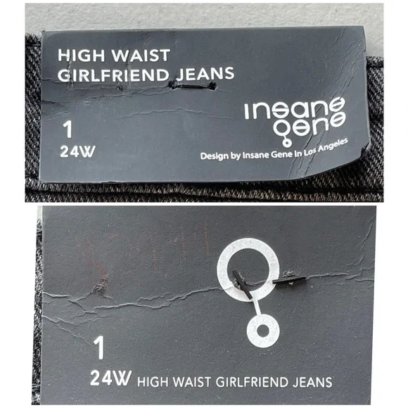 Insane Gene new with tags high waist girlfriend jeans size 24 fray black denim - Picture 4 of 13